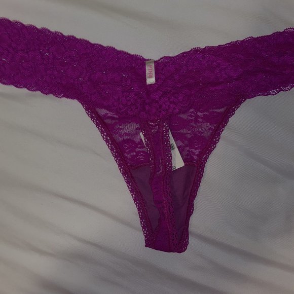 Victoria's Secret PINK Purple Floral Lace Thong Panties - Picture 4 of 6